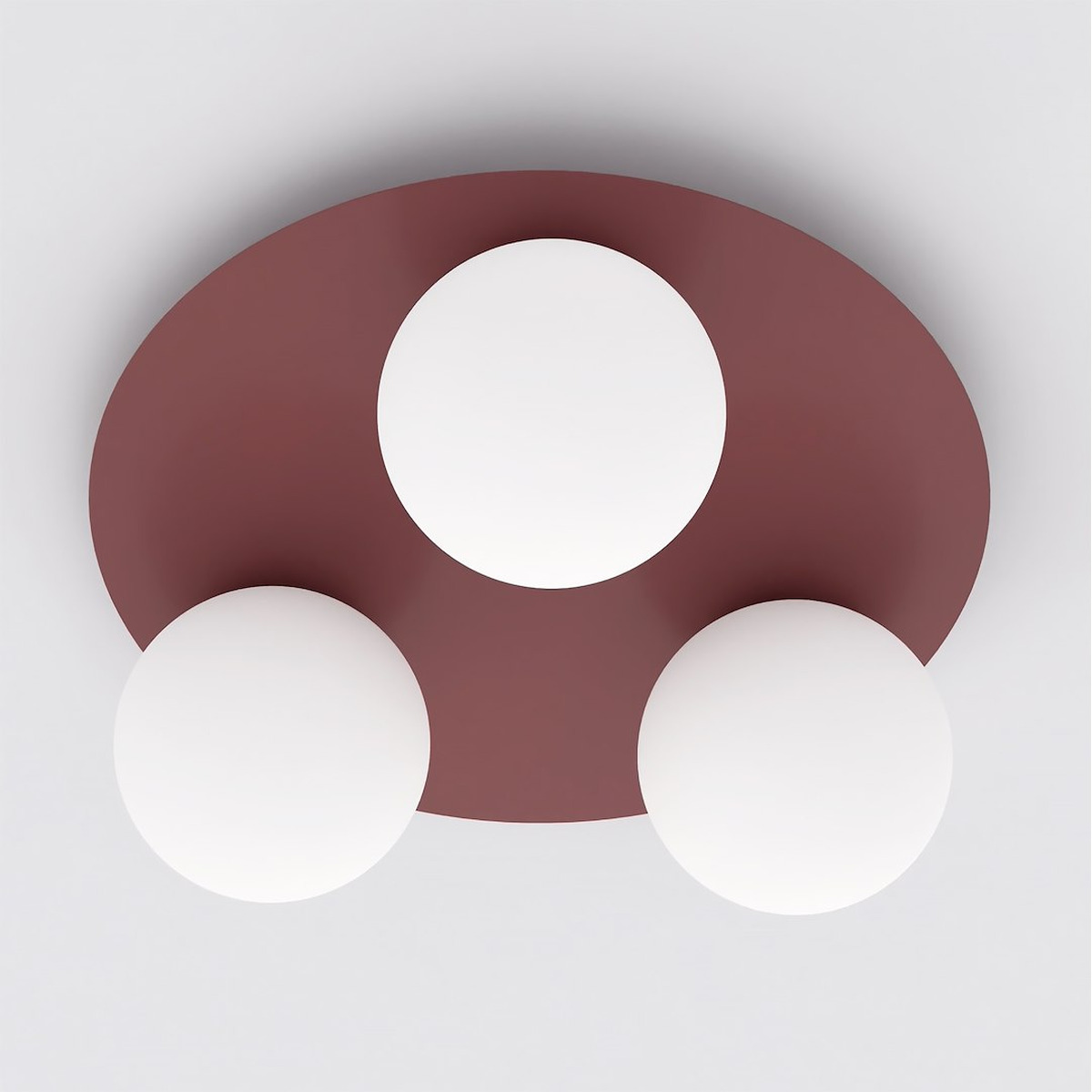 Lampada da soffitto SOLAR bordeaux con sfere in vetro opale