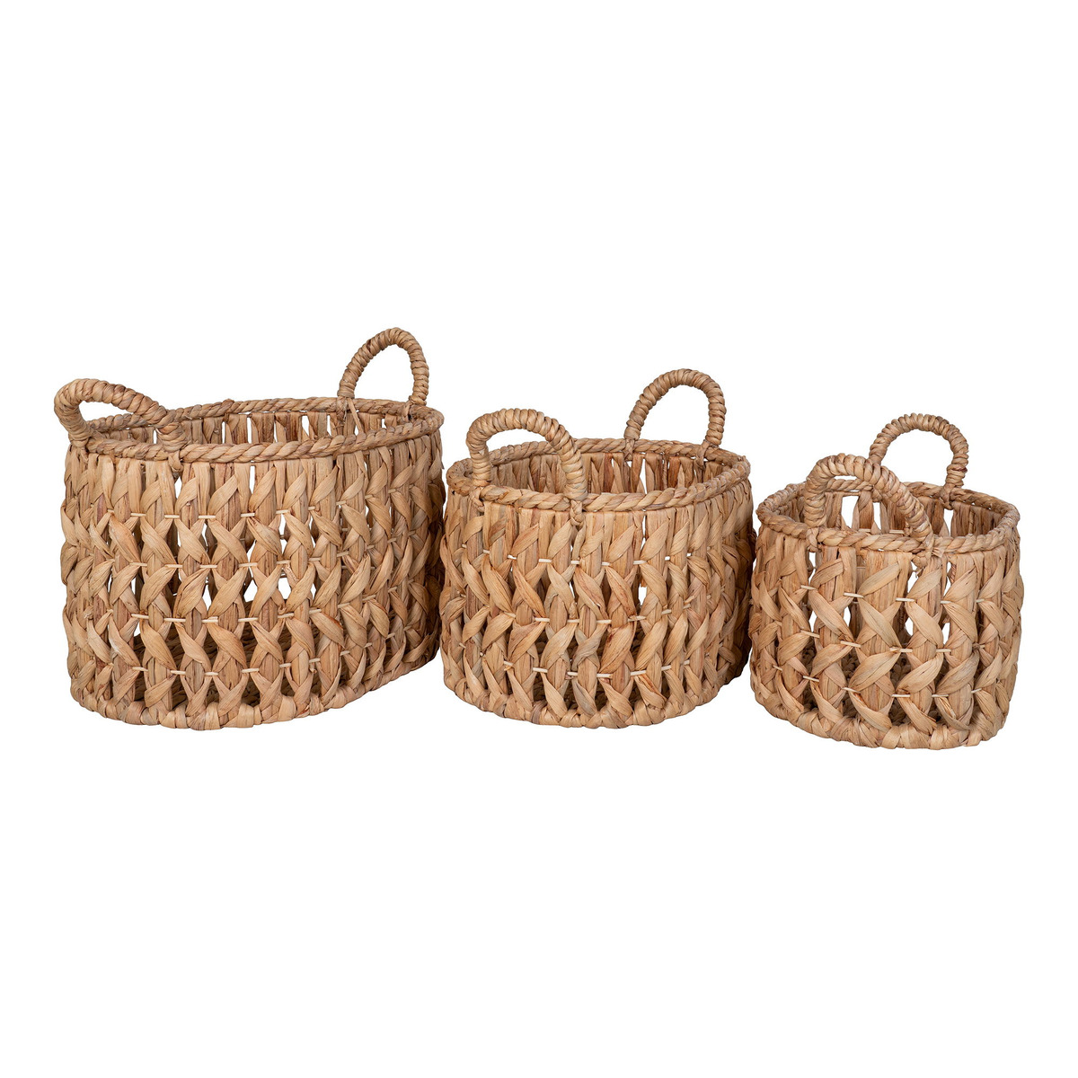 Kendra Home - Set di 3 Cesti Portaoggetti Balerma, Marrone, 26x36x21 cm