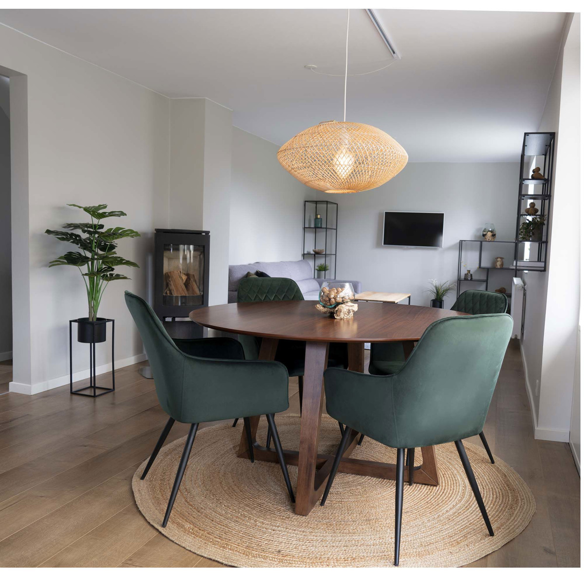 Kendra Home - Tappeto Rotondo Bombay, Marrone, 180x180x1 cm