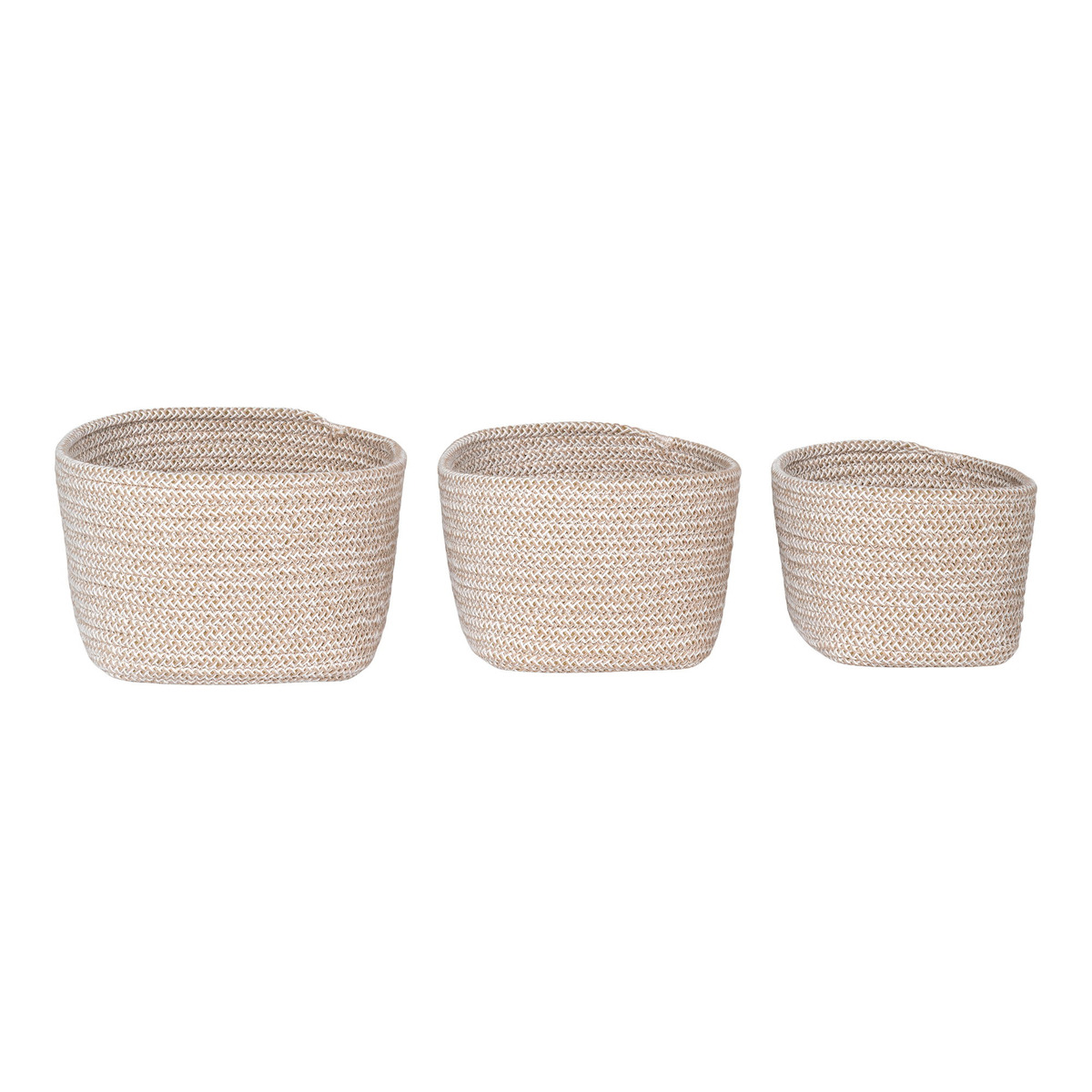 Kendra Home - Set di 3 Cesti Portaoggetti Cadima, Beige, 17x12x11 cm
