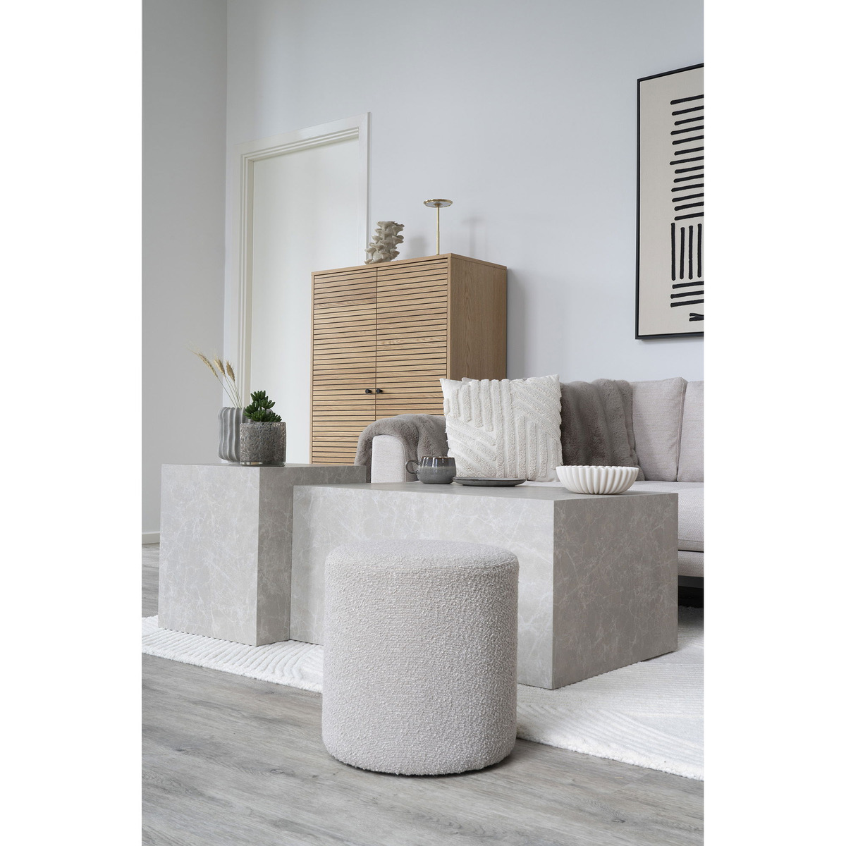 Kendra Home - Pouf Ejby, Beige, 34x34x36 cm