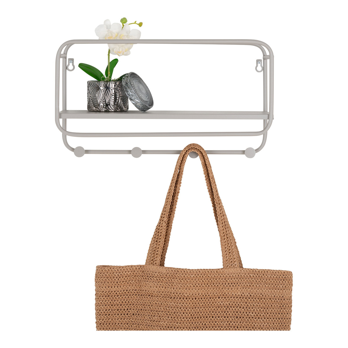 Kendra Home - Appendiabiti da Parete Feira, Grigio, 15x45x25 cm