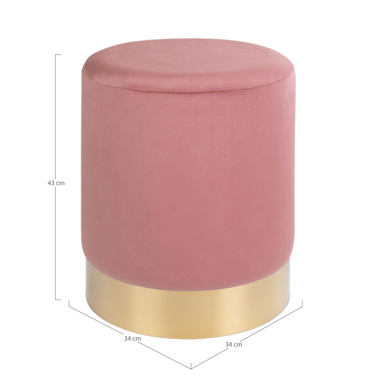 Kendra Home - Pouf Gamby, Rosa, 34x34x43 cm