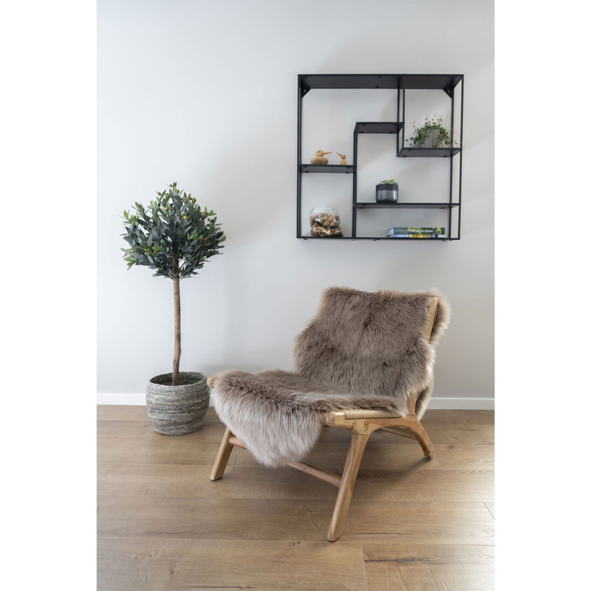 Kendra Home - Tappeto Asimmetrico Lambskin, Marrone, 180x60x6,5 cm