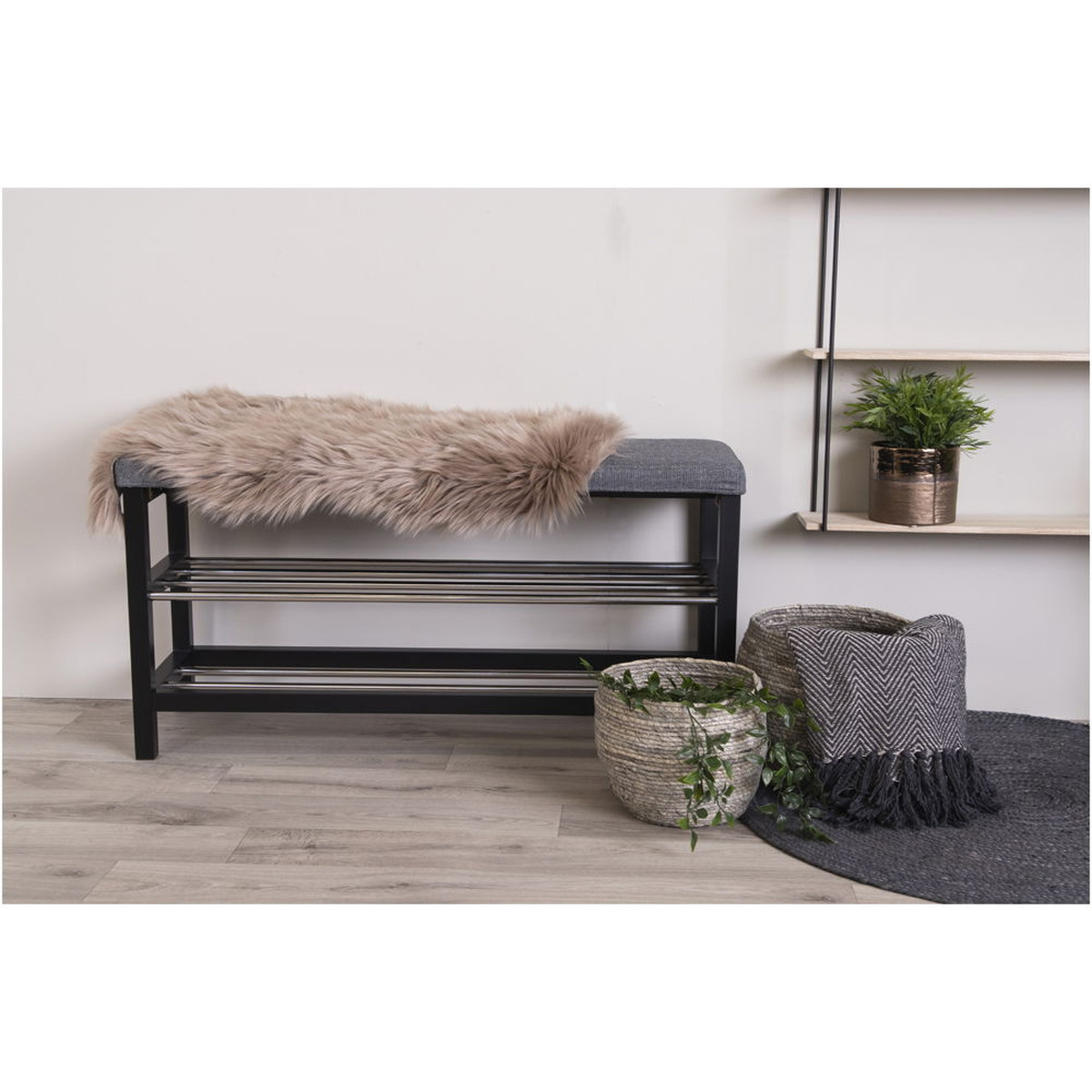 Kendra Home - Tappeto Asimmetrico Lambskin, Marrone, 85x50x6,5 cm