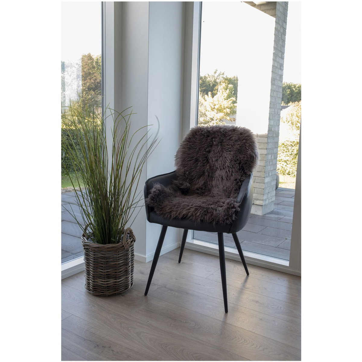 Kendra Home - Tappeto Asimmetrico Lambskin 2, Marrone, 85x50x5 cm