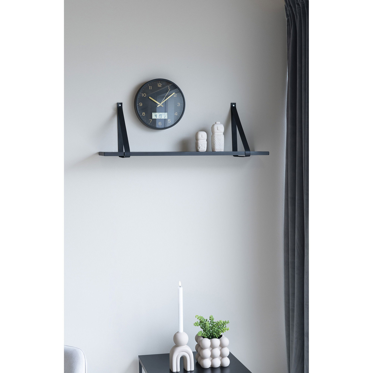 Kendra Home - Shelf Marea, Black, 20x80x2 cm