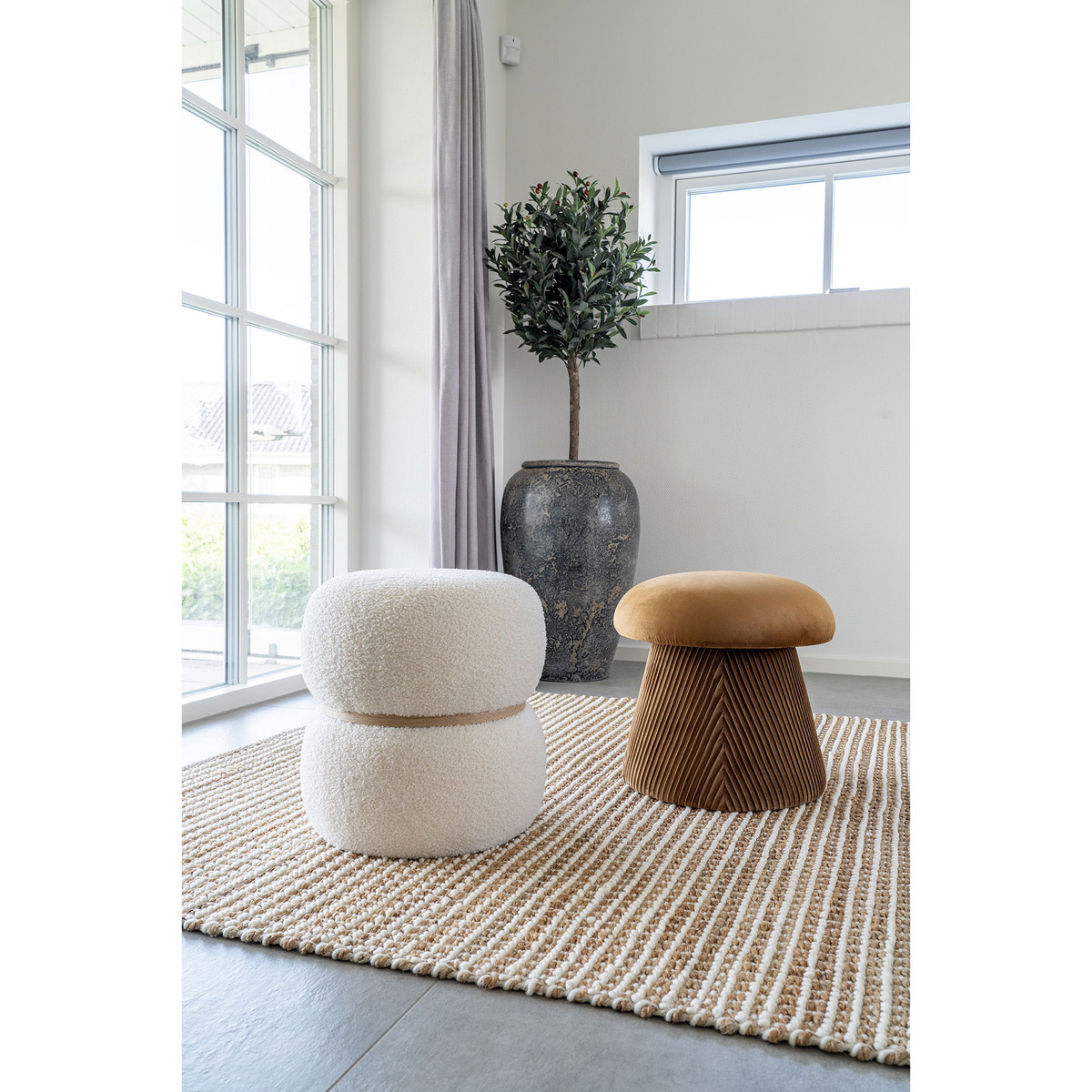 Kendra Home - Pouf Milford, Bianco, 38x38x41 cm