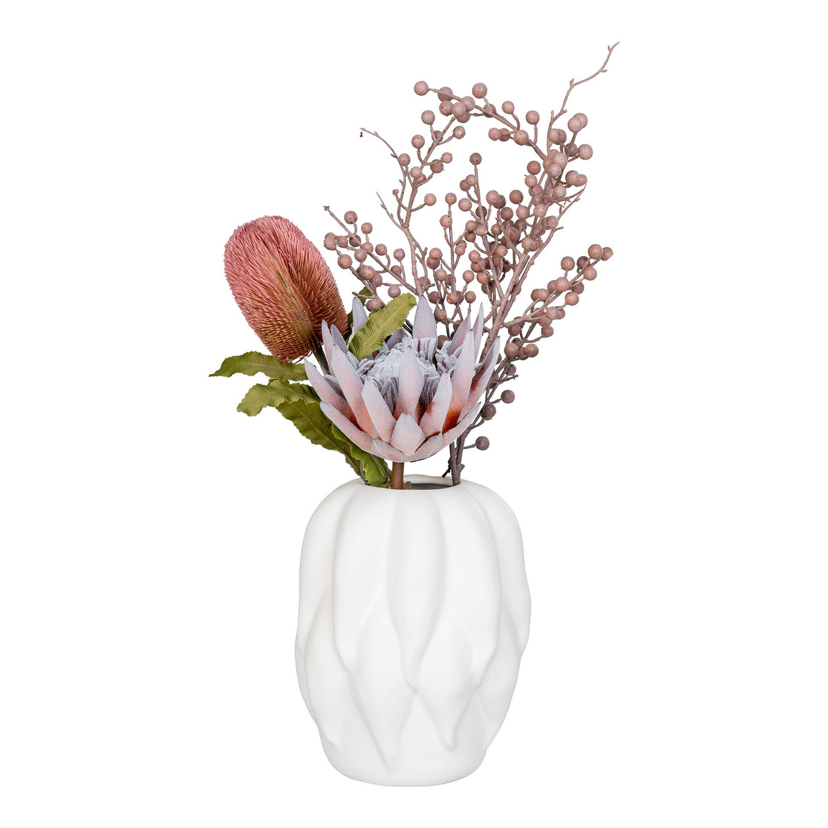 Kendra Home - Vaso Decorativo Daisy, Bianco, 19,5x19,5x26 cm