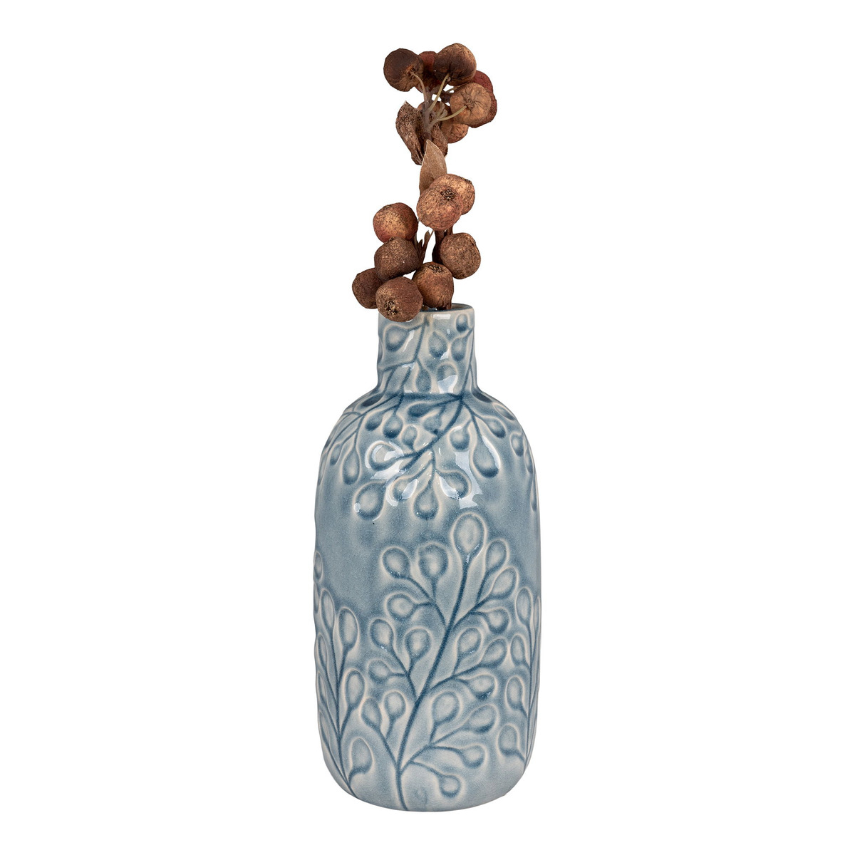 Kendra Home - Vaso Decorativo Poppy, Blu, 12x12x26 cm