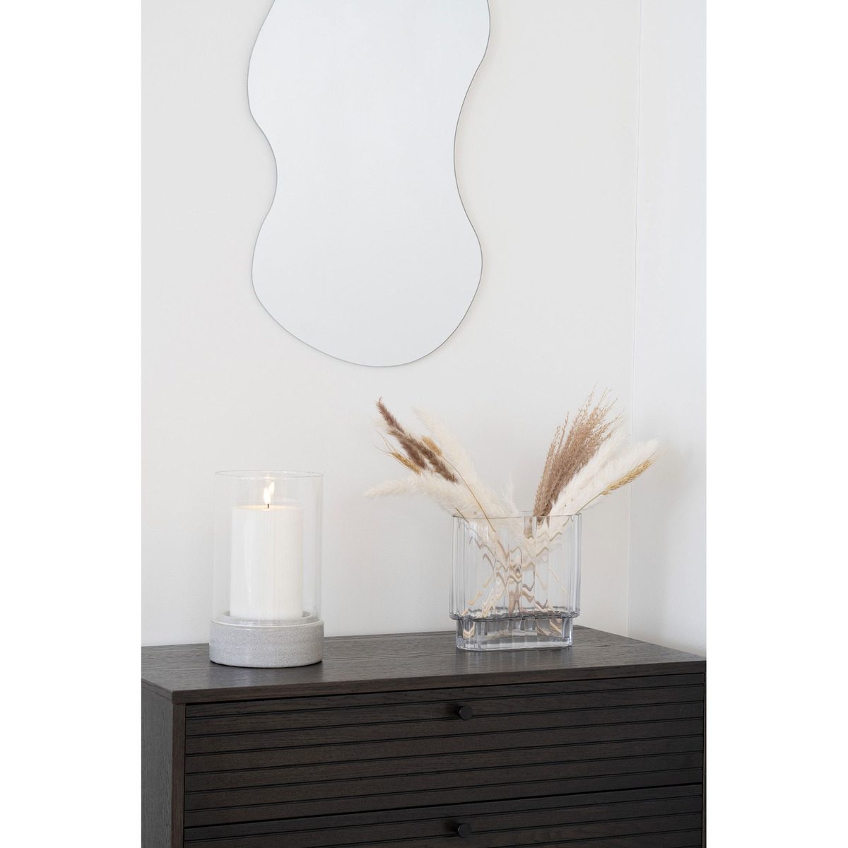 Kendra Home - Portacandela Hurricane, Grigio, 16x16x25,5 cm