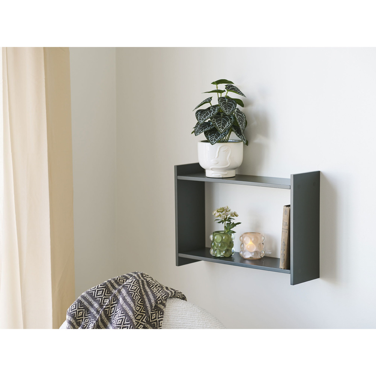 Kendra Home - Shelf Bamberg, Green, 14,5x50x35 cm