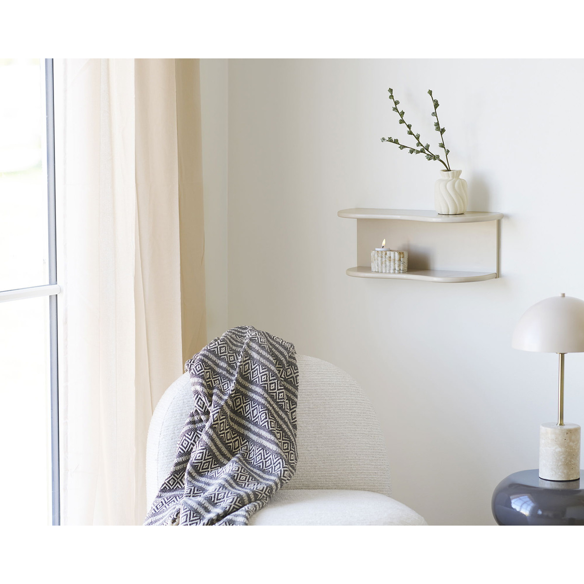 Kendra Home - Shelf Botta, Beige, 17,5x44x18 cm