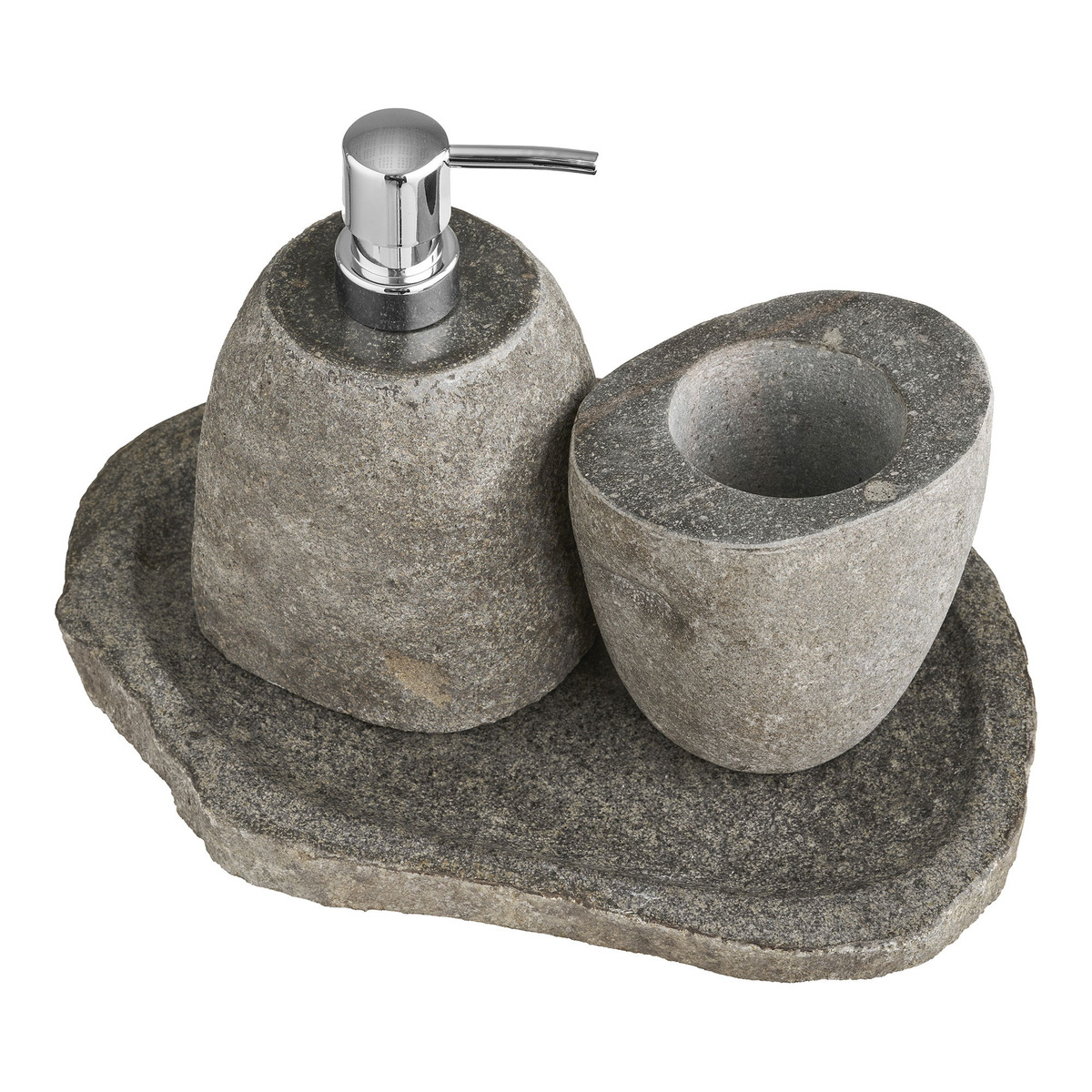 Kendra Home - Set da Bagno Gara, Grigio, 10,5x9x10 cm