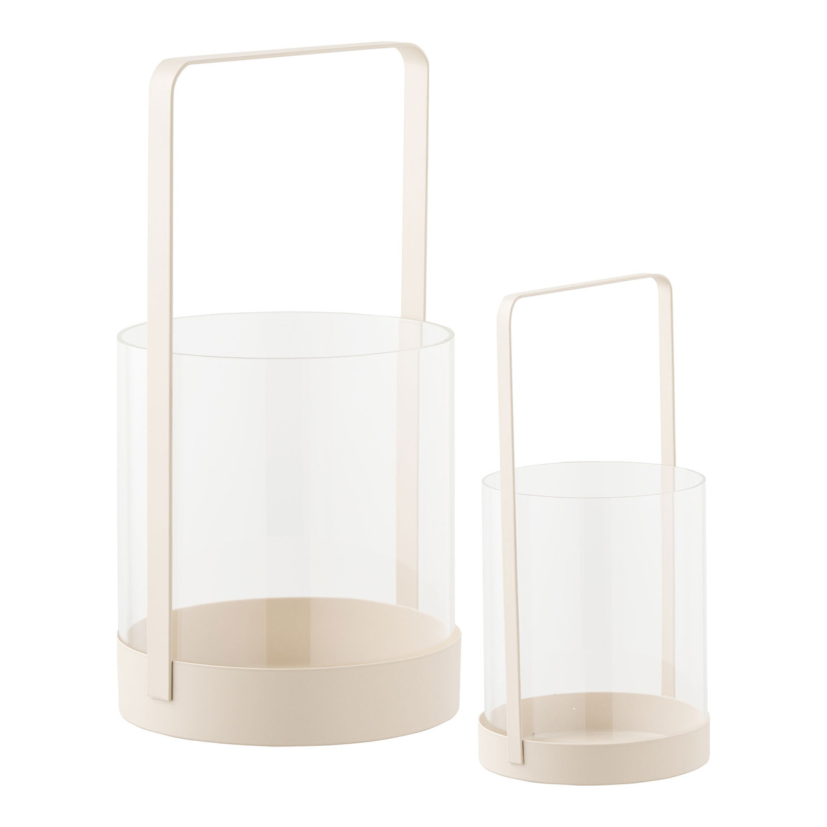 Kendra Home - Portacandela Hurricane, Beige, 12x12x25 cm