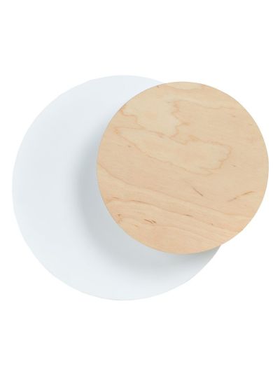 Applique Circle in acciaio bianco opaco e legno