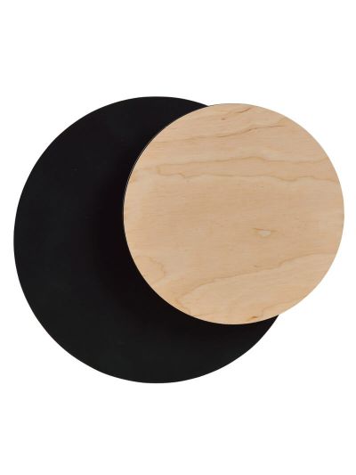 Lampada a parete CIRCLE in acciaio nero opaco e legno