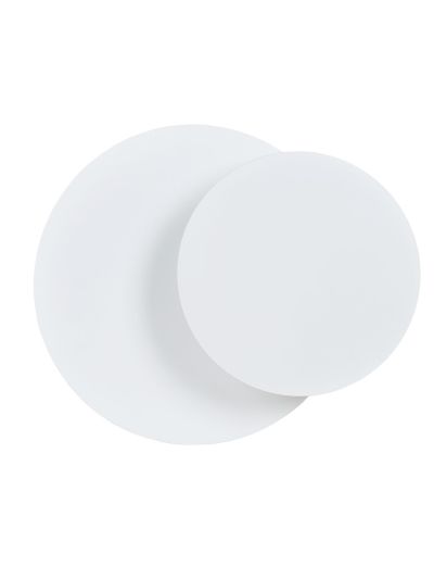 Lampada da parete Circle in acciaio bianco opaco e legno