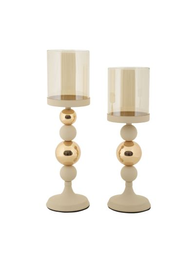 Kendra Home - Portacandela MF937, Beige, 10x10x36 cm