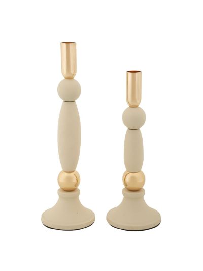 Kendra Home - Portacandela MF941, Beige, 9,5x9,5x30 cm