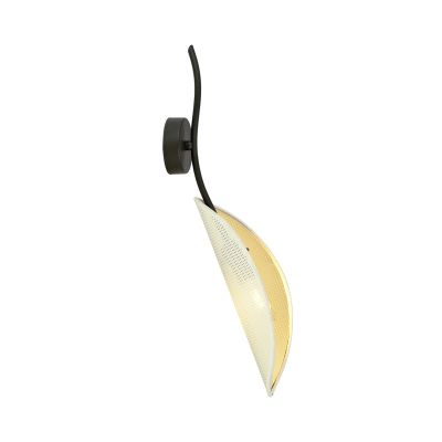 Lampada a parete Lotus in acciaio nero opaco e tessuto a foglia