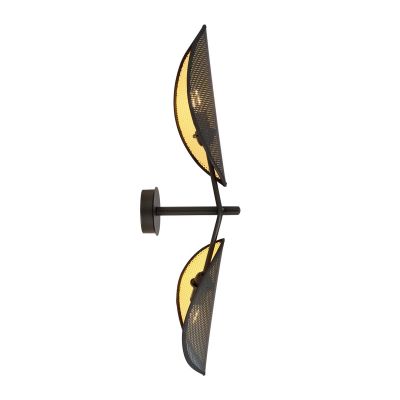 Vene wall lamp in steel with black and gold leaf-shaped shades