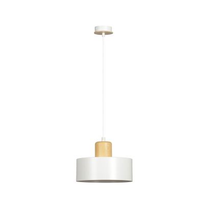 Lampada a sospensione TORIN in acciaio bianco e legno