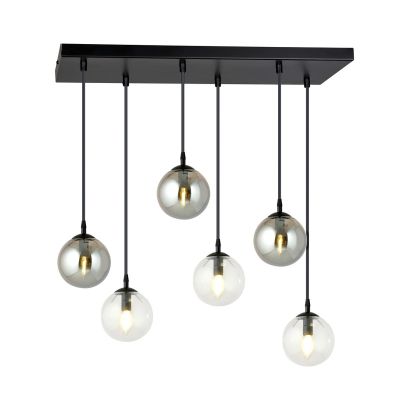Lampada a sospensione Cosmo in acciaio nero e vetro