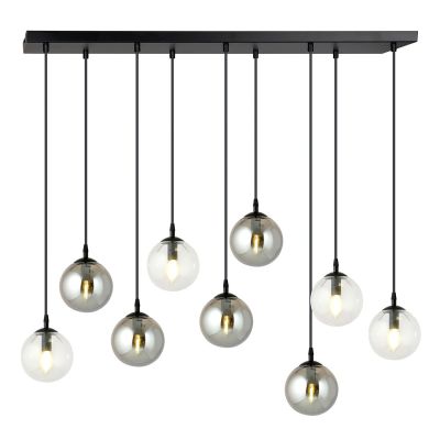 Lampada a sospensione COSMO in acciaio nero con sfere in vetro