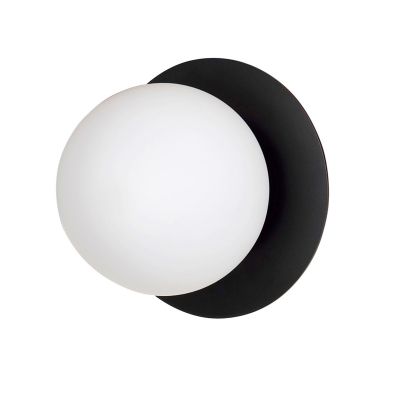 Applique Minerva in acciaio nero con diffusore in vetro