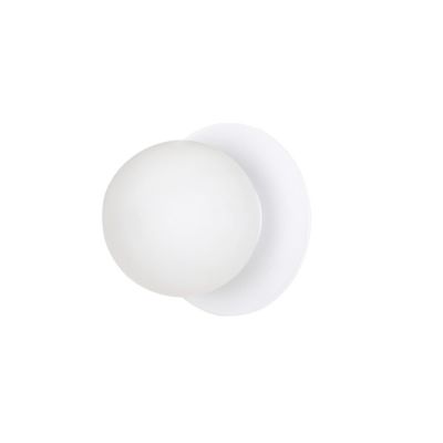 Lampada da parete Minerva in acciaio e vetro bianco