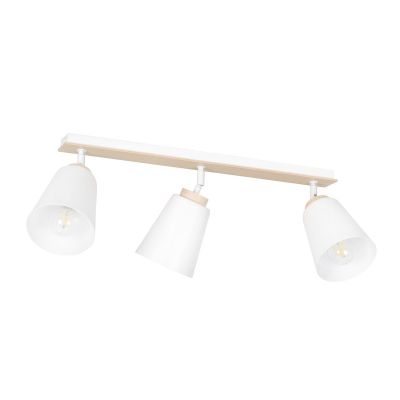 Faretto a soffitto ATLAS in acciaio bianco e legno naturale