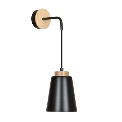 Lampada da parete BOLERO in acciaio nero e legno