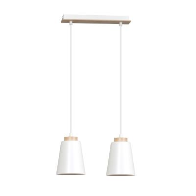 Lampada a sospensione Bolero in acciaio bianco e legno