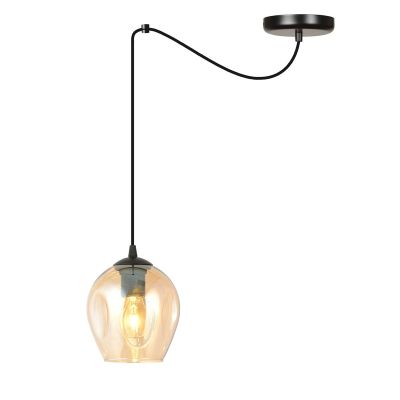 Lampada a sospensione LEVEL in acciaio nero e vetro ambrato