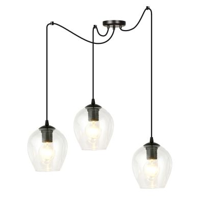 Lampada a sospensione LEVEL con tre diffusori in vetro trasparente