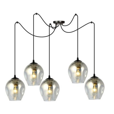 Lampada a sospensione LEVEL in acciaio nero e vetro grafite