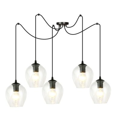 Lampada a sospensione LEVEL in acciaio nero e vetro trasparente
