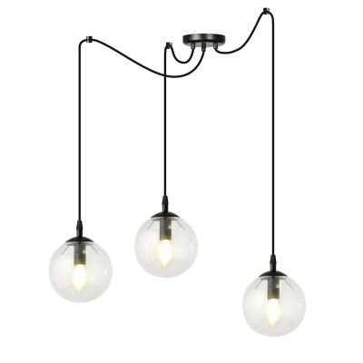 Lampada a sospensione GIGI con struttura in acciaio nero e vetro trasparente