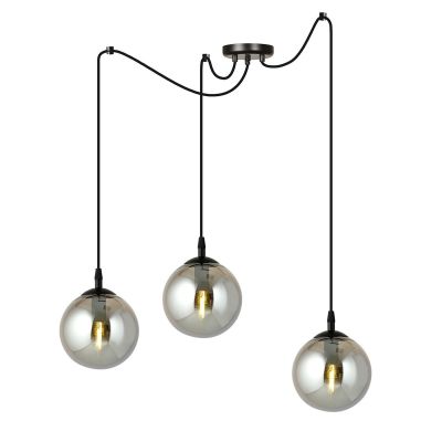 Lampada a sospensione GIGI con diffusori in vetro grafite e struttura nera
