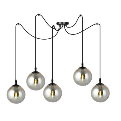 Lampada a sospensione GIGI con struttura in acciaio nero e diffusori in vetro