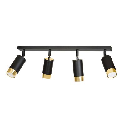 Faretto da soffitto HIRO in acciaio nero opaco e dettagli oro