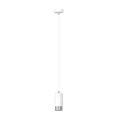 Lampada a sospensione Fumiko in acciaio bianco e dettagli cromati
