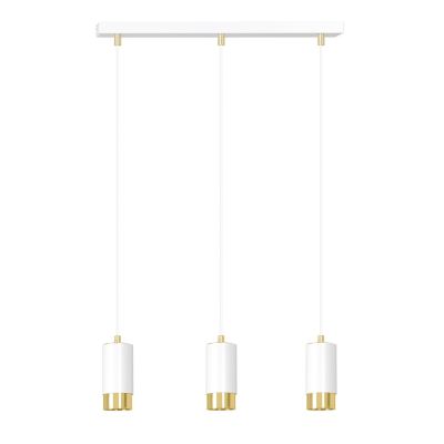 Lampada a sospensione Fumiko in acciaio bianco e oro