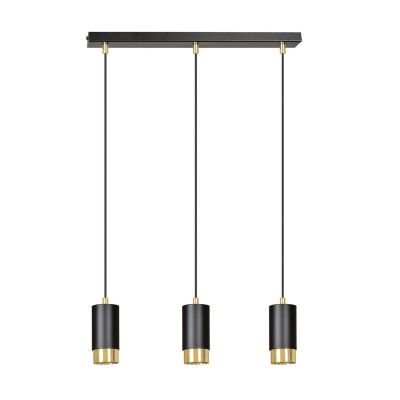 Lampada a sospensione Fumiko in acciaio nero opaco e oro