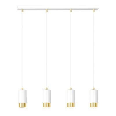 Lampada a sospensione Fumiko in acciaio bianco e oro