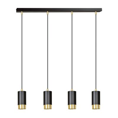 Lampada a sospensione Fumiko in acciaio nero e oro
