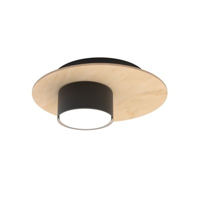 Faretto a soffitto PIXO in acciaio nero e legno naturale