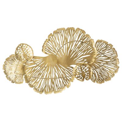Kendra Home - Decorazione in Metallo 3D Foglia 21, Oro, 115x5x64 cm