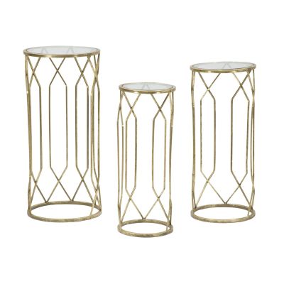 Kendra Home - Set Tavolini VKH597, Oro, 32x32x71 cm